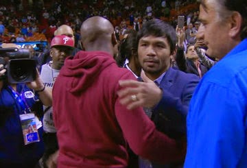 Pacquiao y Maywether se ven las caras en la cancha del Miami Heat. 
