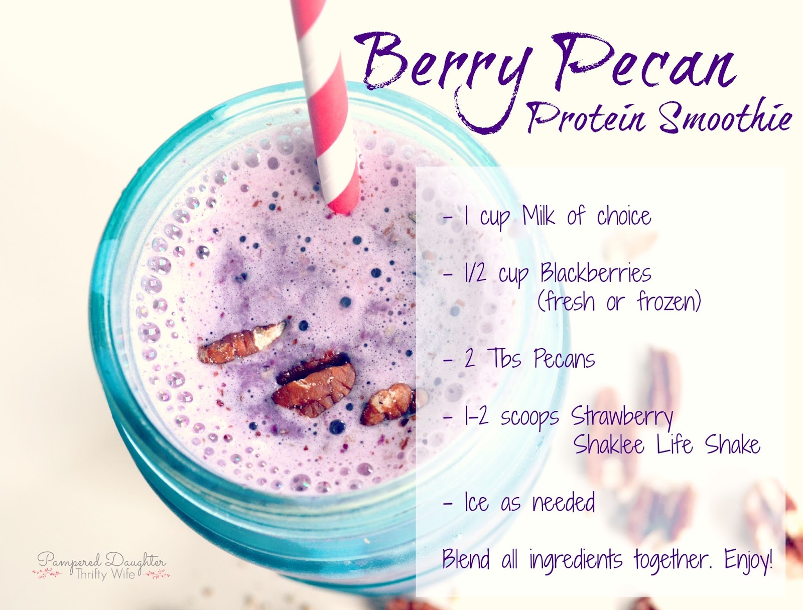Pampered Daughter Thrifty Wife Berry Pecan Protein Smoothie Recipe