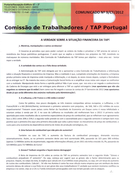 Comunicado 09/2012 (frente)