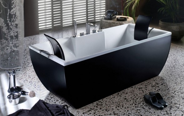 black white bathtub design