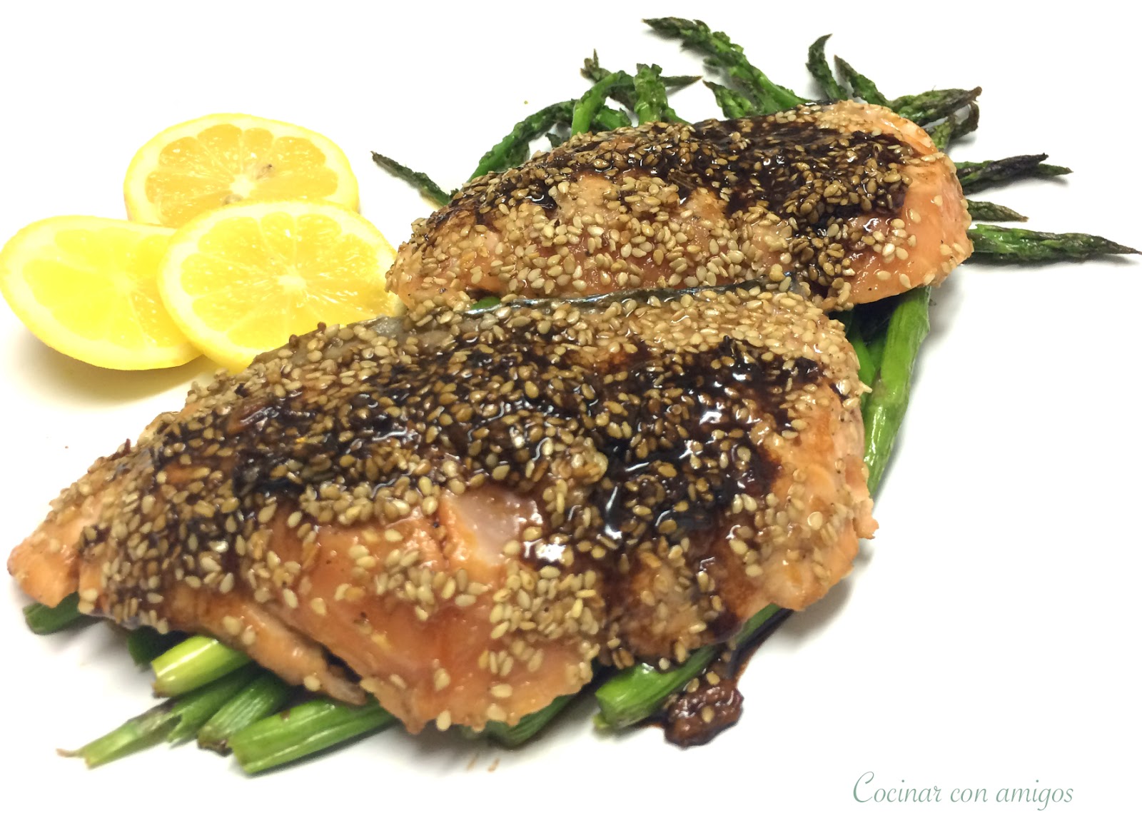 Cocinar con amigos Salmón con salsa Teriyaki