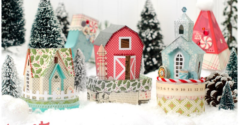 Vintage christmas village 7x7 card with decoupage Brigit's Scraps "Where Scraps Become Treasures": Santa's Village SVG