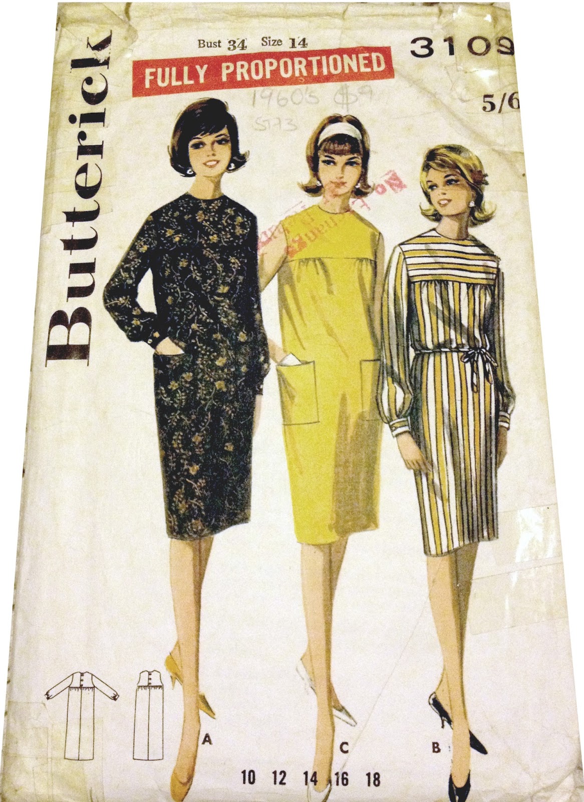Sewing the 60s The Biba brown chalk stripe dress