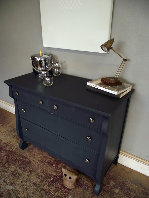 Vintage Ground Charcoal Gray Vintage Dresser / Entry Table / Changing