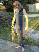 A dog in waders. (big flathead)