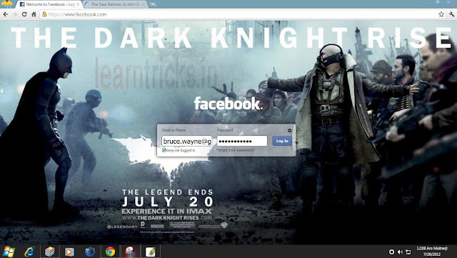 the dark knight rises bane vs batman change facebook login screen