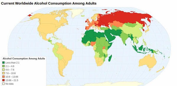 Η κατανάλωση αλκοόλ στον κόσμο!