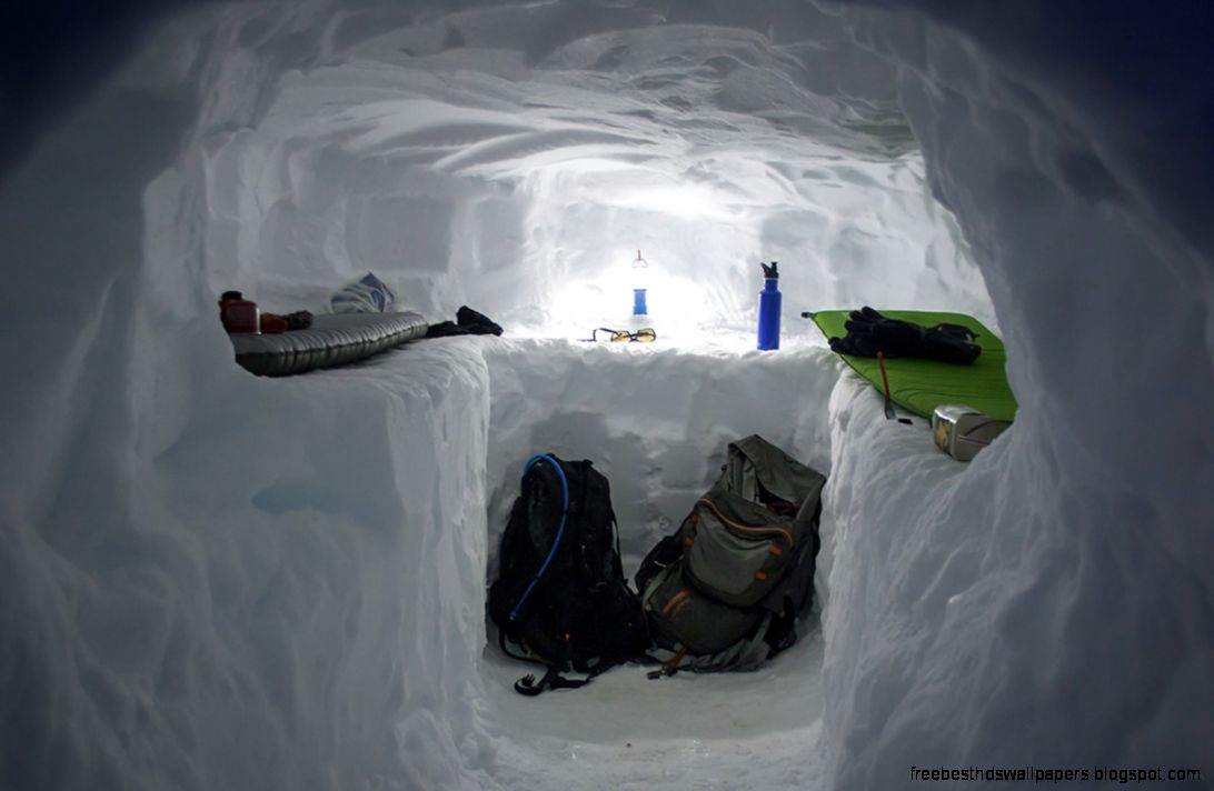 Snow cave camping setting pics Snow cave camping setting pics