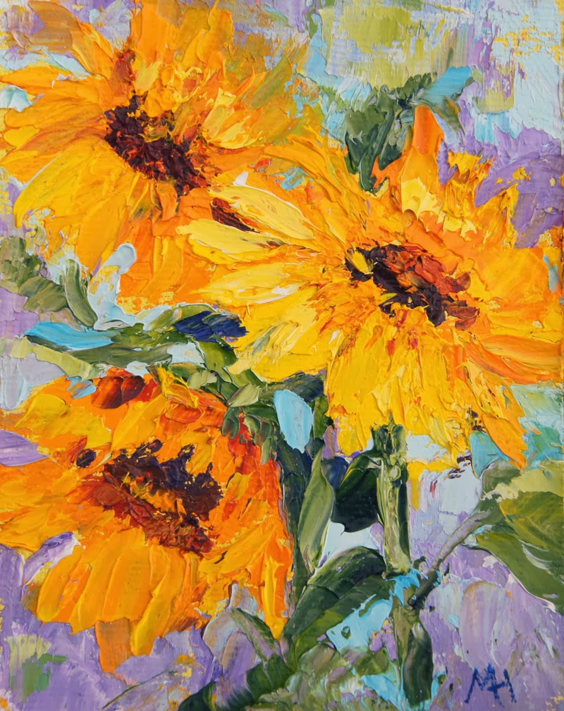 Marion's Floral Art Blog Sunny Trio Miniature Treasure, Sunflower