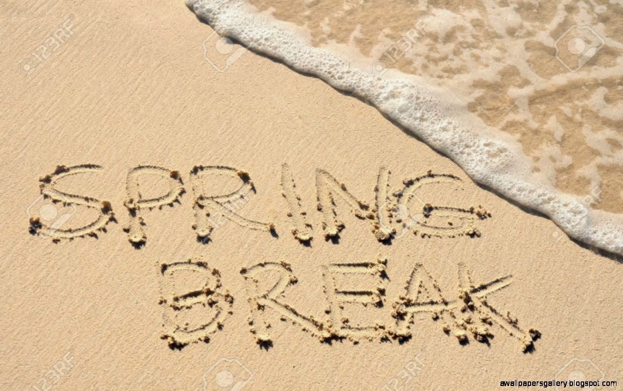 The Words Spring Break Written In The Sand On A Beach Stock Photo The Words Spring Break Written In The Sand On A Beach Stock Photo
