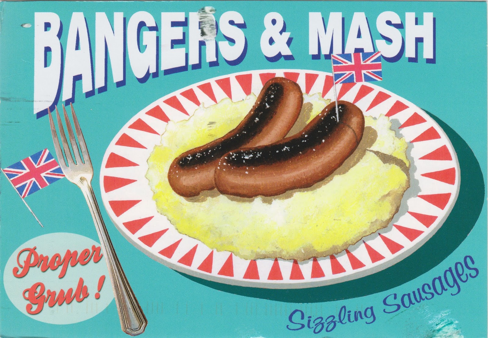 One Postcard a Day Bangers and Mash