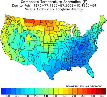 Temperature Anomalies in weak or moderate El Nino's following a double