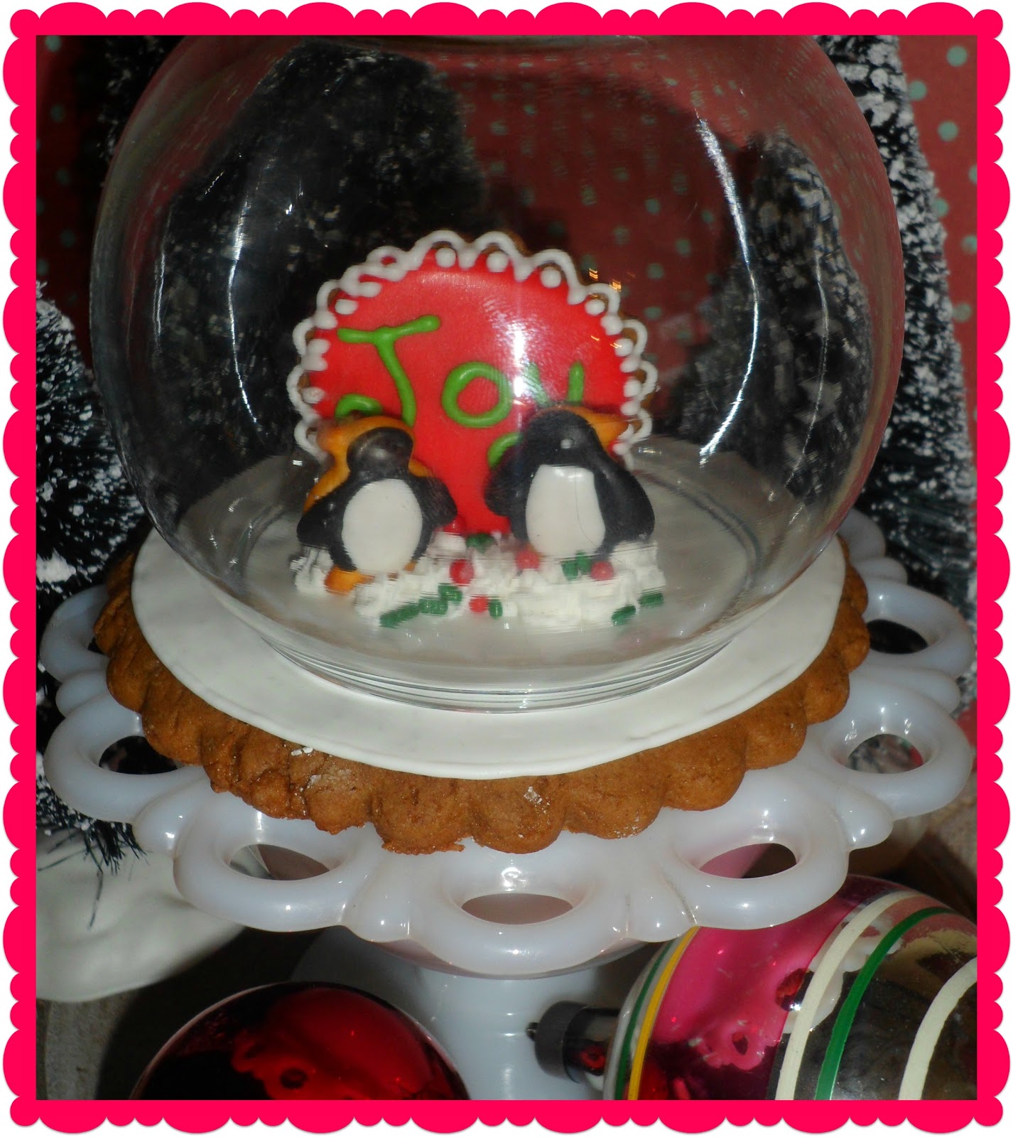the enchanted oven Snow globe cookie party favors