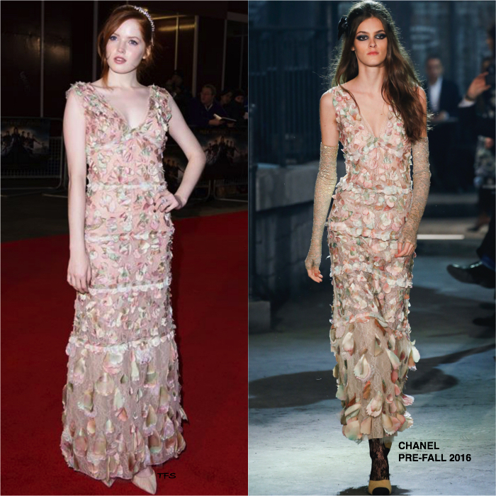 Ellie Bamber in Chanel at the Pride and Prejudice and Zombies London