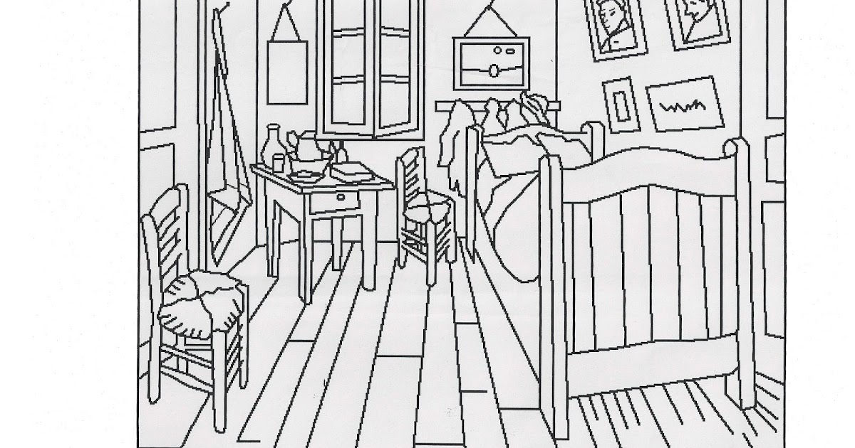 No Corner Suns: Vincent van Gogh's Bedroom at Arles Coloring Page