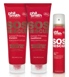 Phil Smith relaunches SOS RESCUE <br>Damage-Protection Shampoo and Conditioner