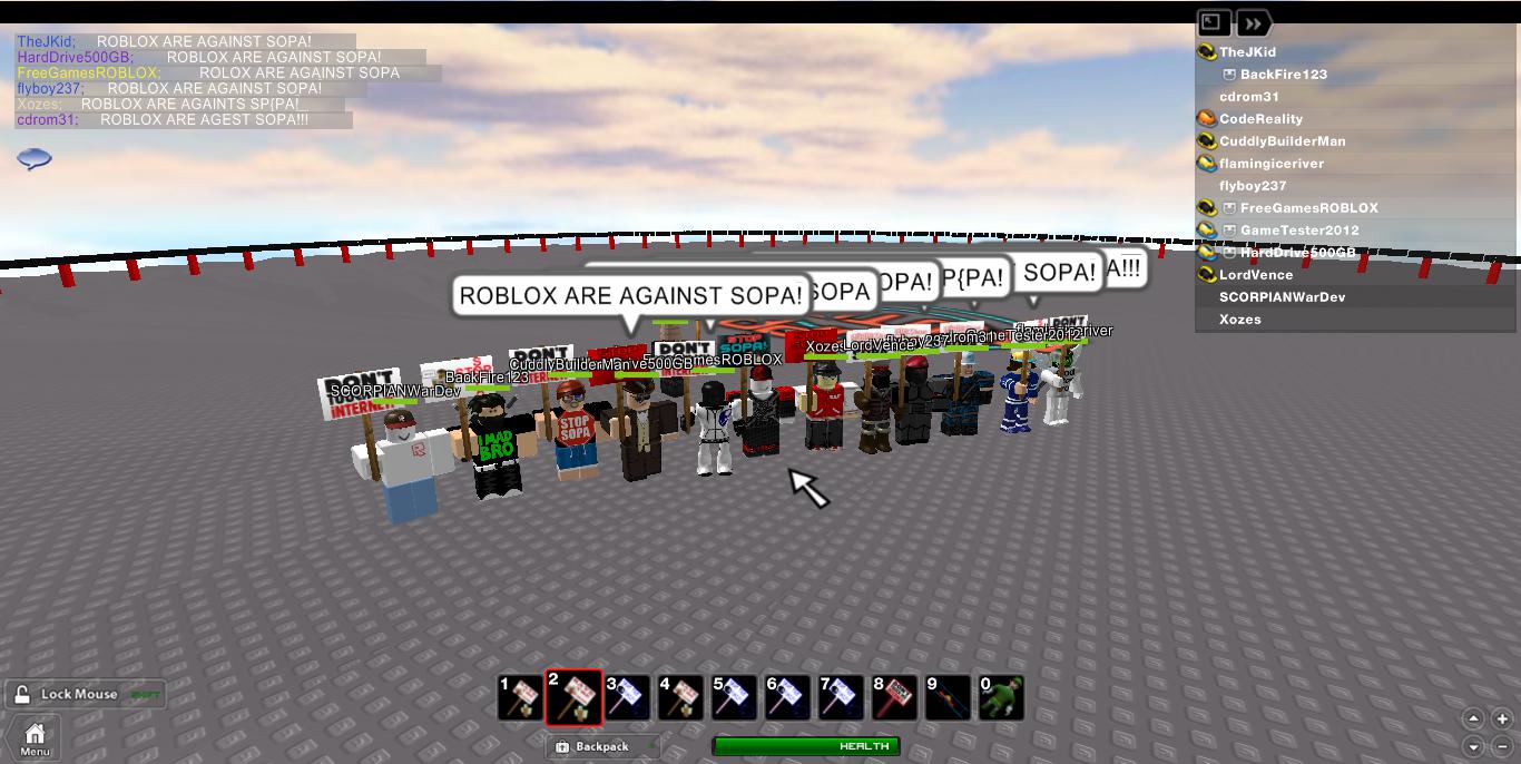 Thejkid S Roblox Updates The Roblox Sopa Protest 2012