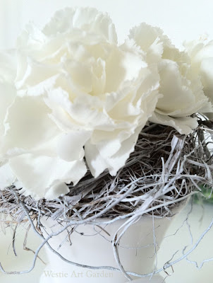 Ring Bearer Bird Nest Pillow With White Flowers