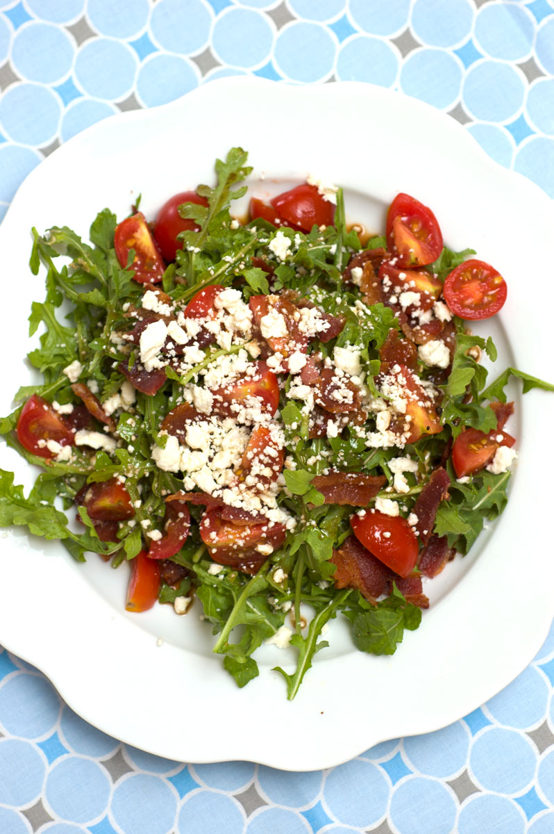 Sugar & Spice by Celeste BLT Salad with Arugula, Feta and Balsamic