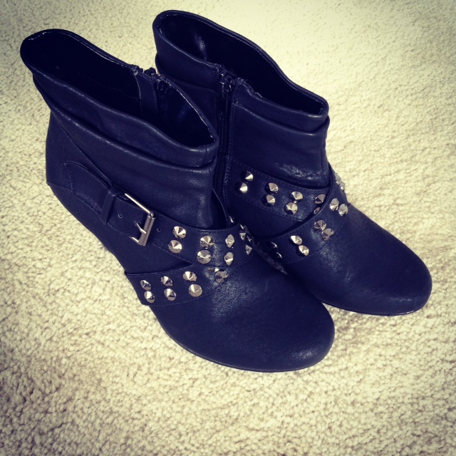 black booties with studs