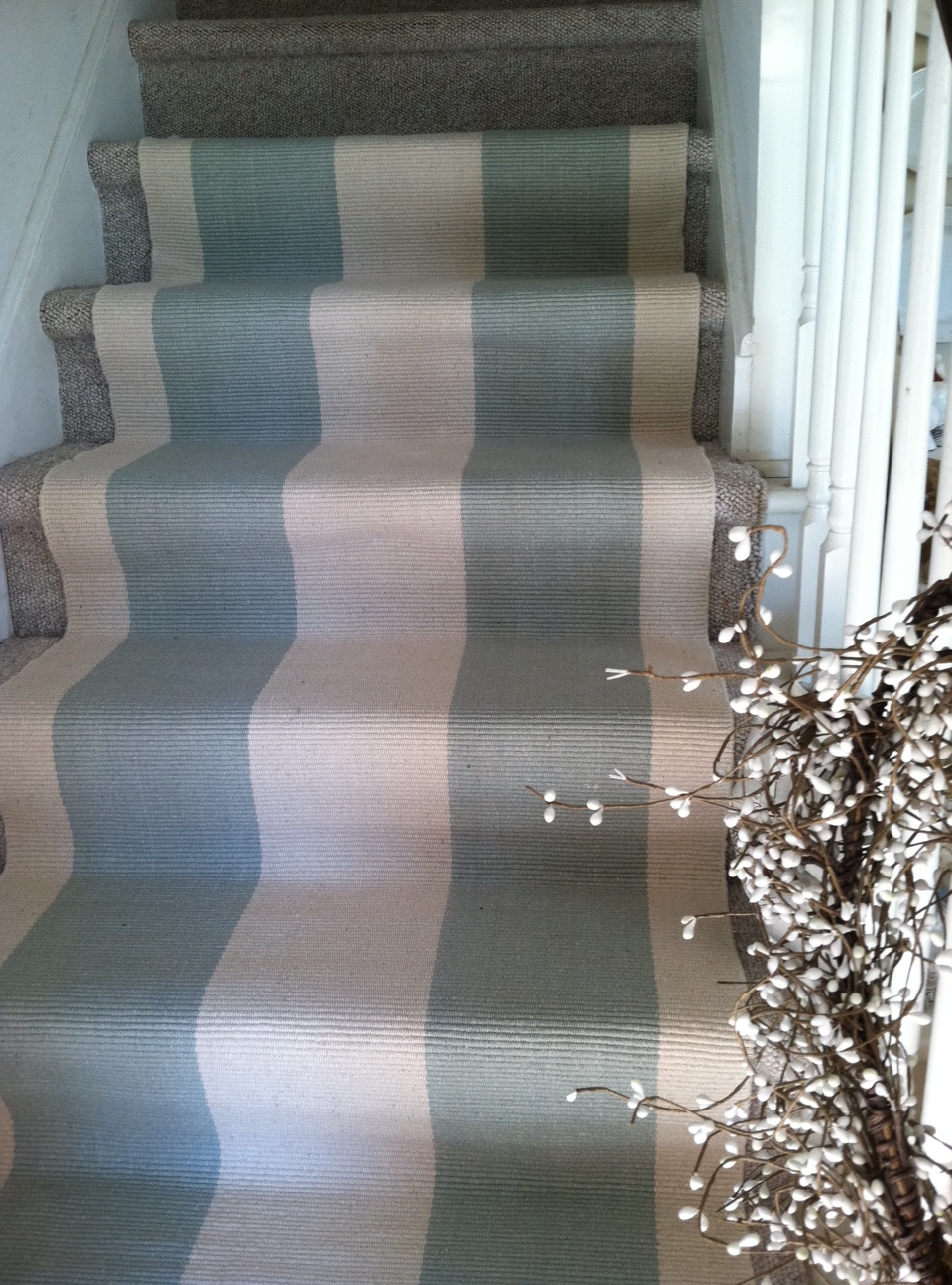 Cindy's fractured fairy tale Pretty Blue and Cream Striped Rug, the