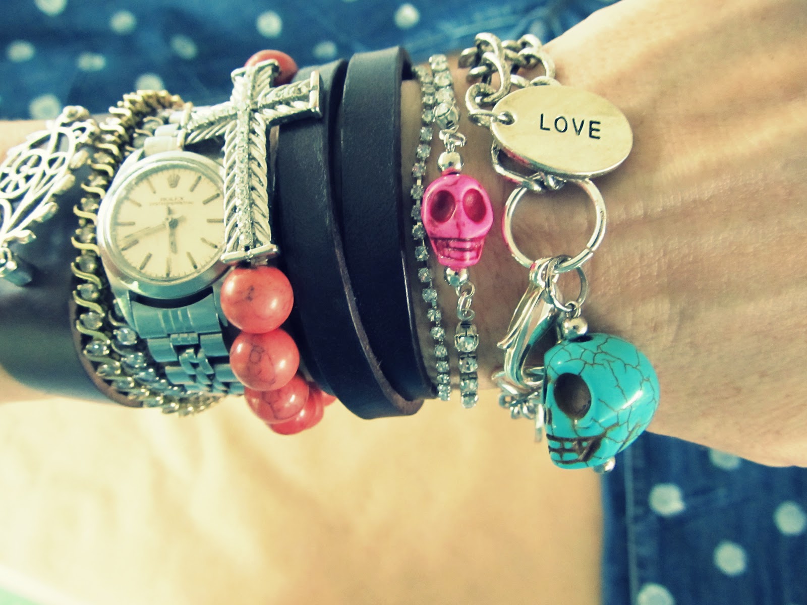 WobiSobi Rhinestone and Skull Bracelet, DIY