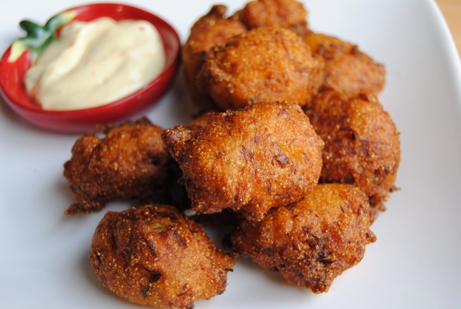 Malikala's Ono Kine Grinds Crab Hush Puppies with Aioli sauce