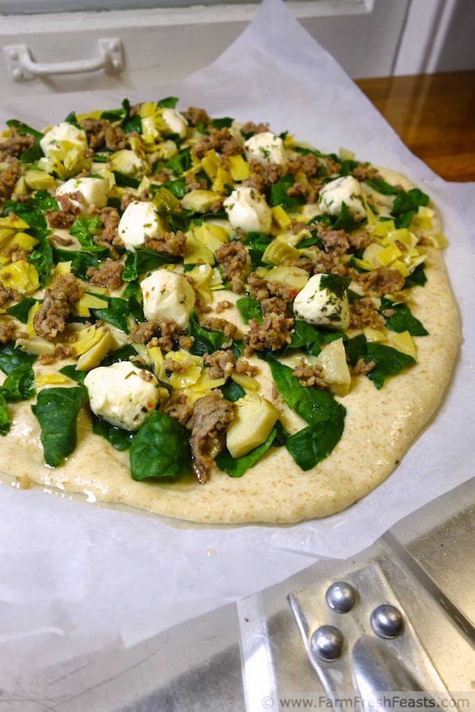 Farm Fresh Feasts Sausage Spinach Mozzarella Ball Pizza