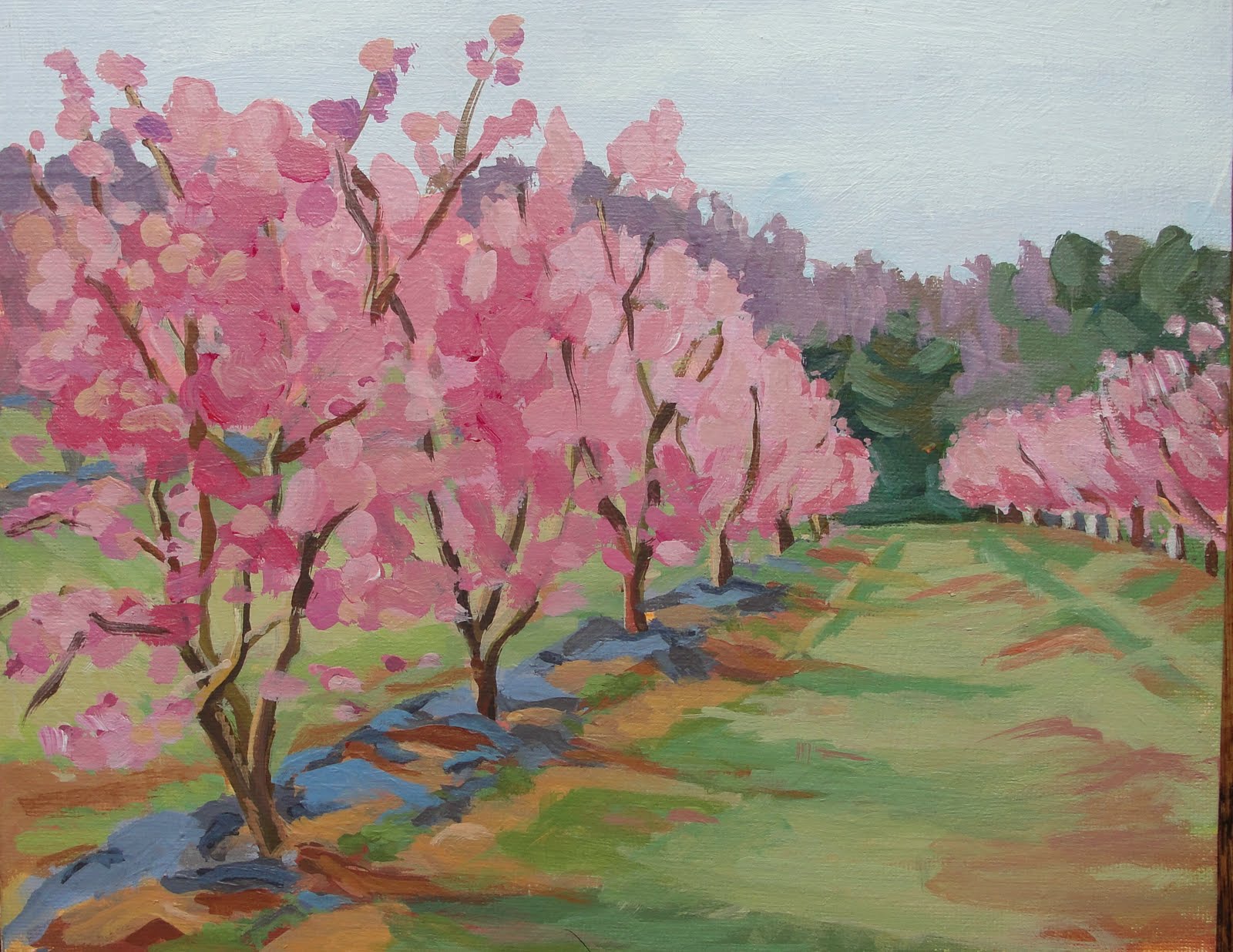 Jen Spaker Art Peach Orchard Springtime