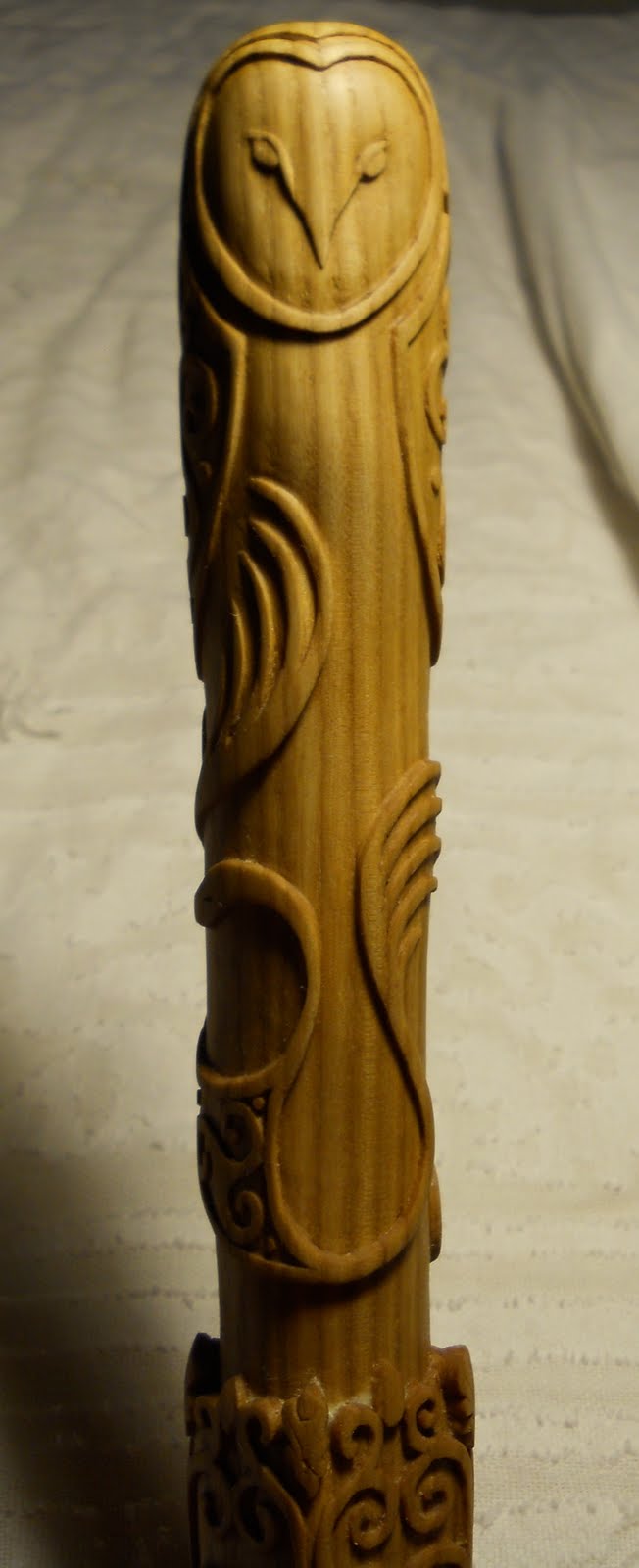 A Hand carved Basket weave effect hiking staff A. Canes & Hiking