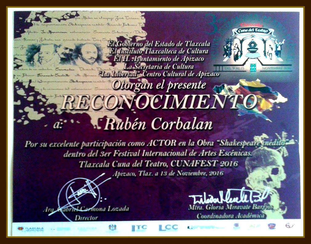 Diploma CUNAFEST 2016, Tlaxcala, México