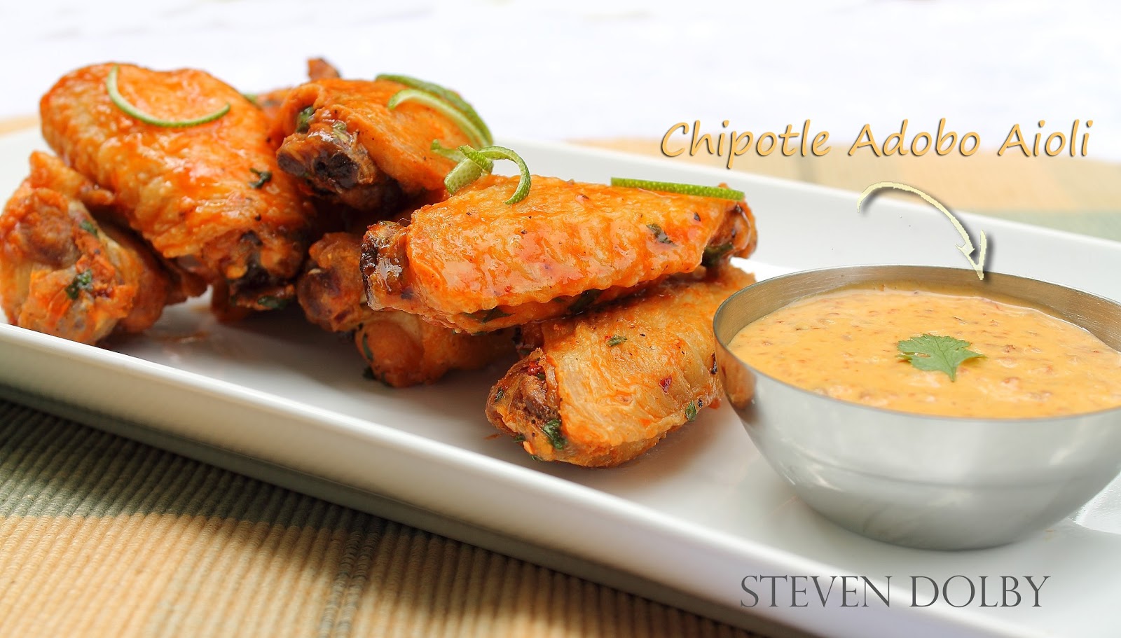Crispy Fried Chicken Wings with Chipotle Adobo Aioli by Steven Dolby