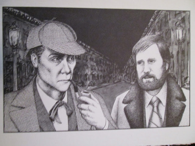 Jerry Margolin with Sherlock Holmes, as drawn by Carl Bennett