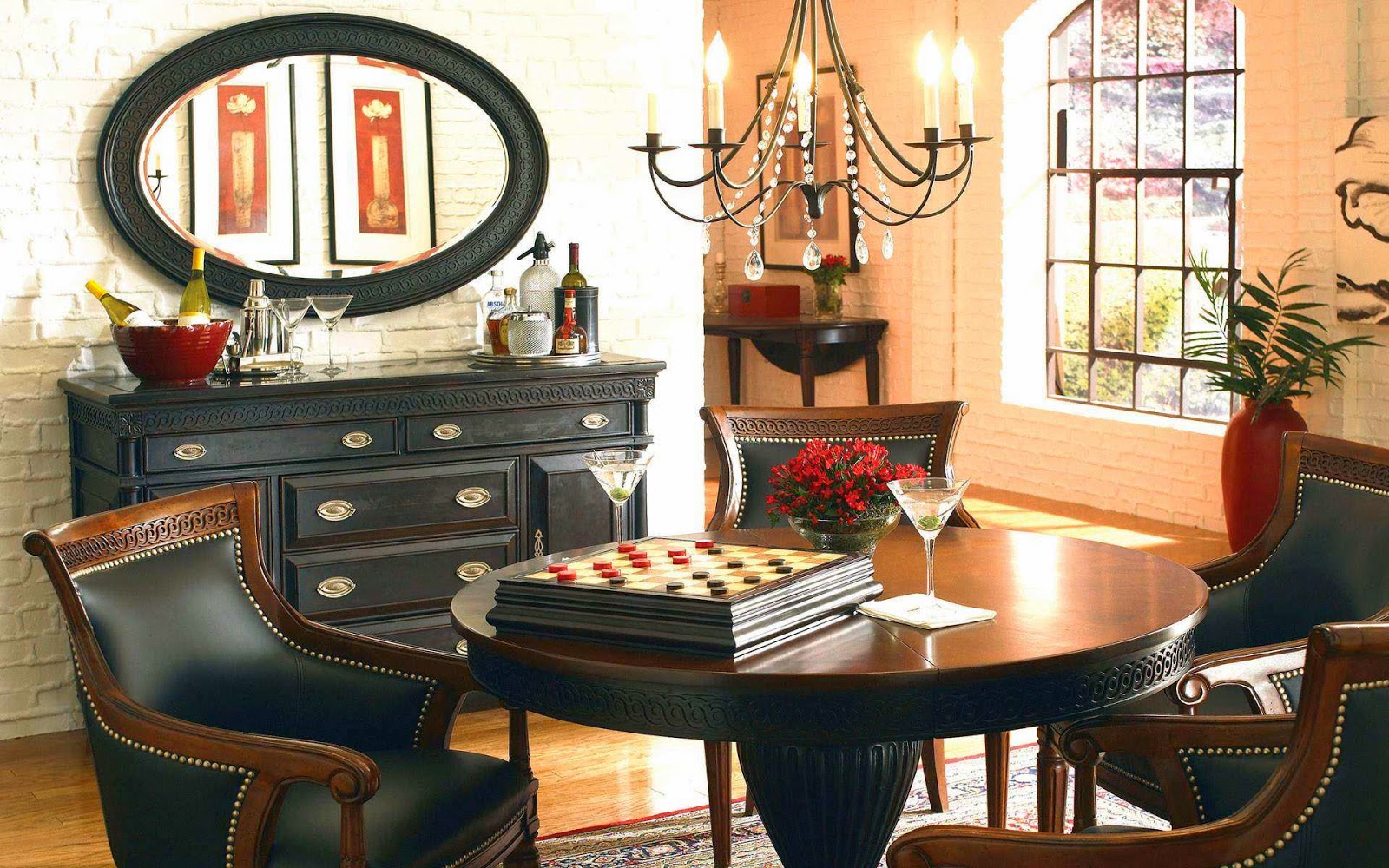 Dining Room With Antique Corner Cabinets