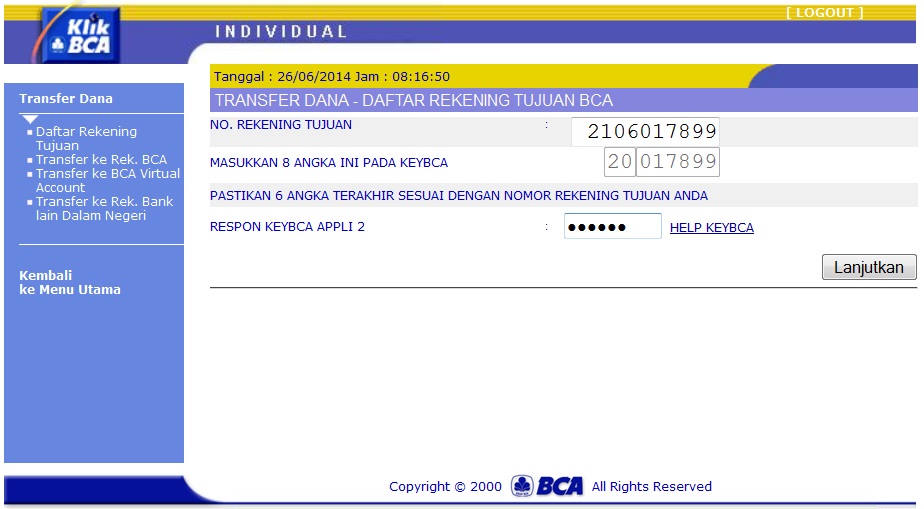 MENAMBAHKAN DAFTAR TUJUAN REKENING PADA KLIKBCA
