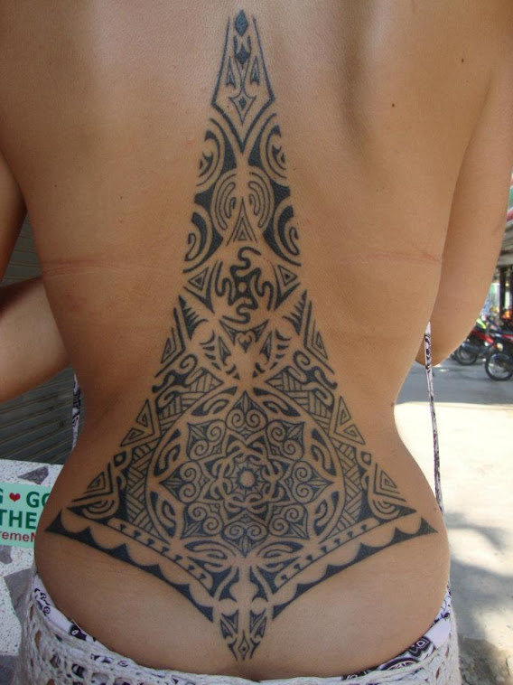 female back tattoo polynesian