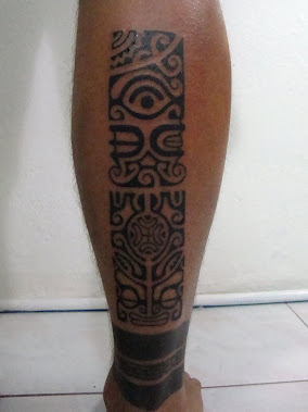 tahiti style tattoo on leg thailand