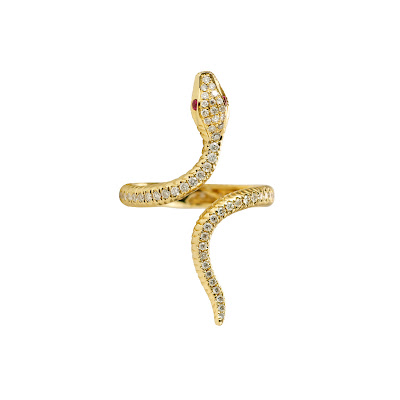 Diamond Paradis Ring features a snake serpent shape with diamonds and rubies