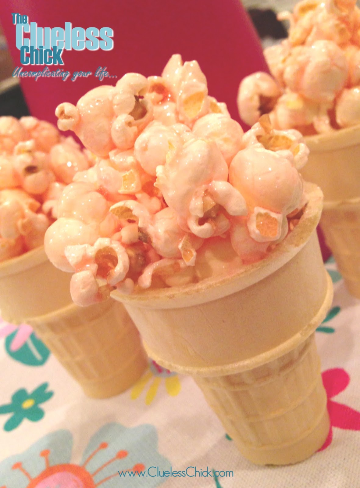 The Clueless Chick Pink Popcorn Cones