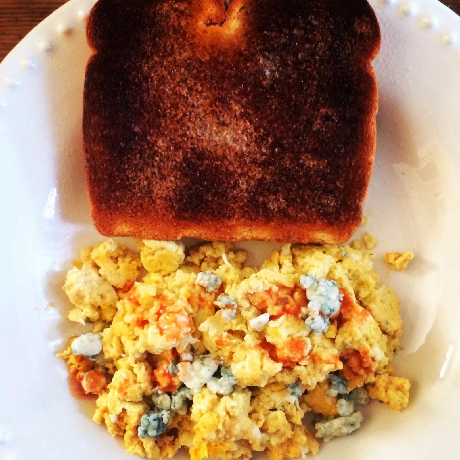 Little Cook in the Big City Franks Red Hot and Blue Cheese Scrambled Eggs