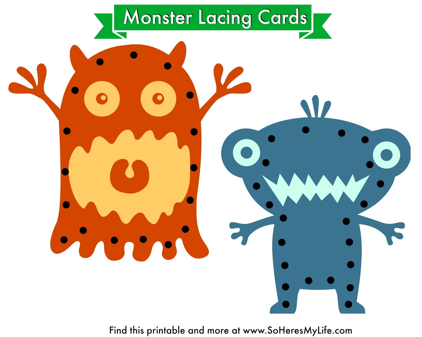 Printable Monster Lacing Cards So Here's My Life...
