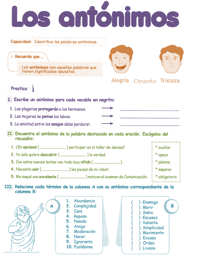 Antónimos para niños 4° Grado Primaria | Razonamiento Verbal Antónimos para niños 4° Grado Primaria | Razonamiento Verbal