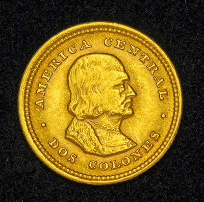 Costa Rica 2 Colones Gold Coin, Christopher Columbus