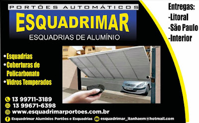 Serralheria Esquadrimar 13 996716398/ PORTÕES AUTOMÁTICOS e esquadrias em alumínio e vidro temperado
