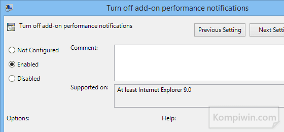 Cara Menghilangkan "Speed Up Browsing by Disabling Add-ons" di Internet Explorer 11