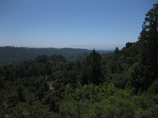 Distant view of Monterey Bay from summit of Rodeo Gulch Road, Soquel, CA