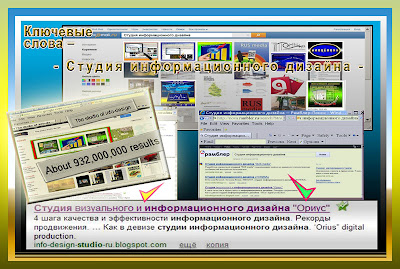 Скриншоты показывают 1-е места по ключевым словам «Студии информационного дизайна»