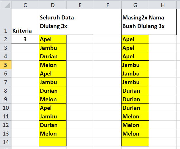 Tips Tips Rumus Excel Pengulangan Data Repeated Cell Contents