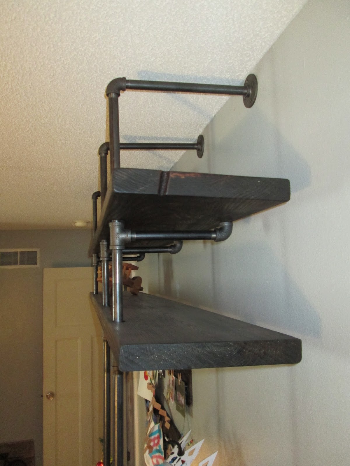Black Pipe Shelves and Ladder