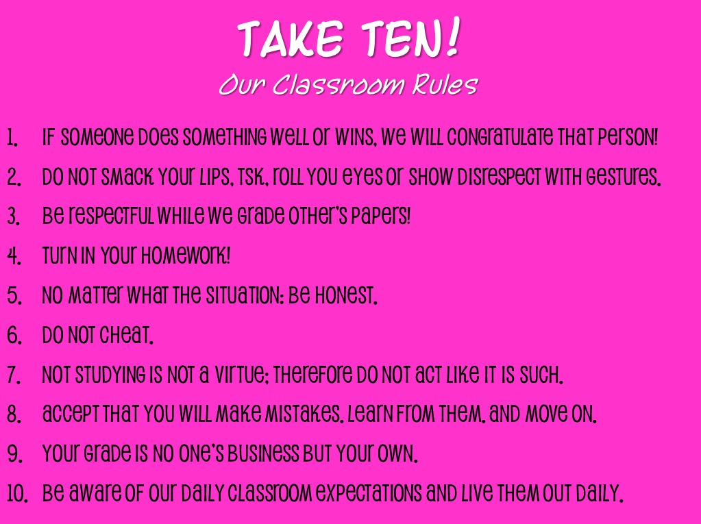 weird is cool in middle school take ten classroom rules